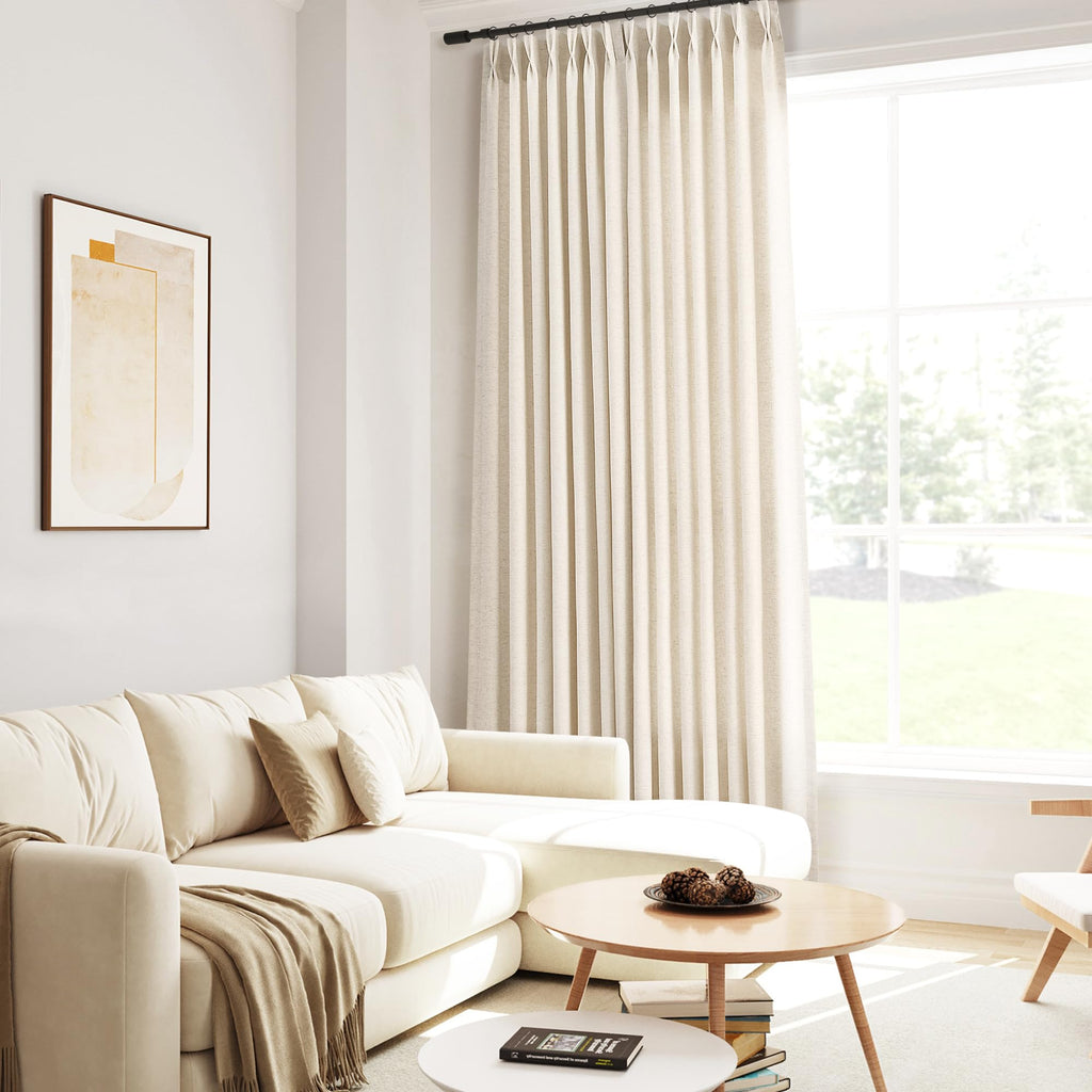 Linen Pinch Pleated Curtains 100x96 Inches Natural