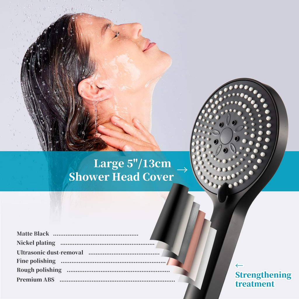 Handheld Shower Head Set, 6-Mode High Pressure Handheld Sprayer with 60 in Stainless Steel Shower Hose, High Flow