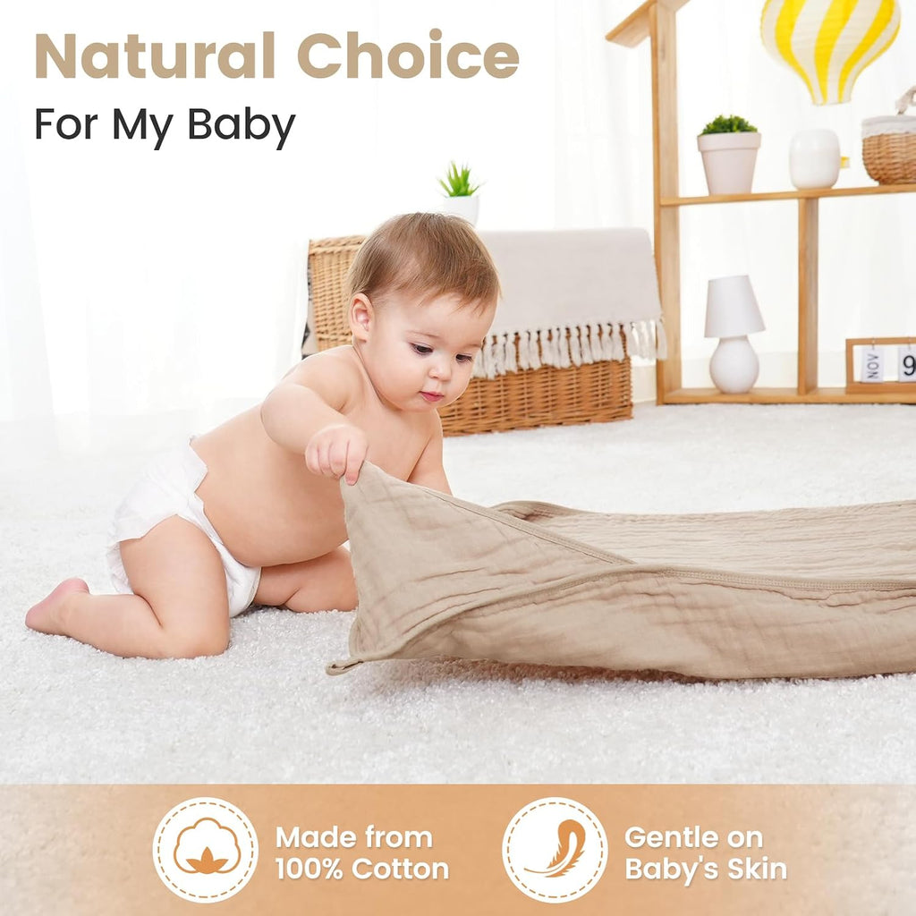 Muslin Bath Towel for Toddler 4 Pcs, 32x32 Inch 100% Muslin Cotton Baby Hooded Bath Towel and Washcloths for Babies