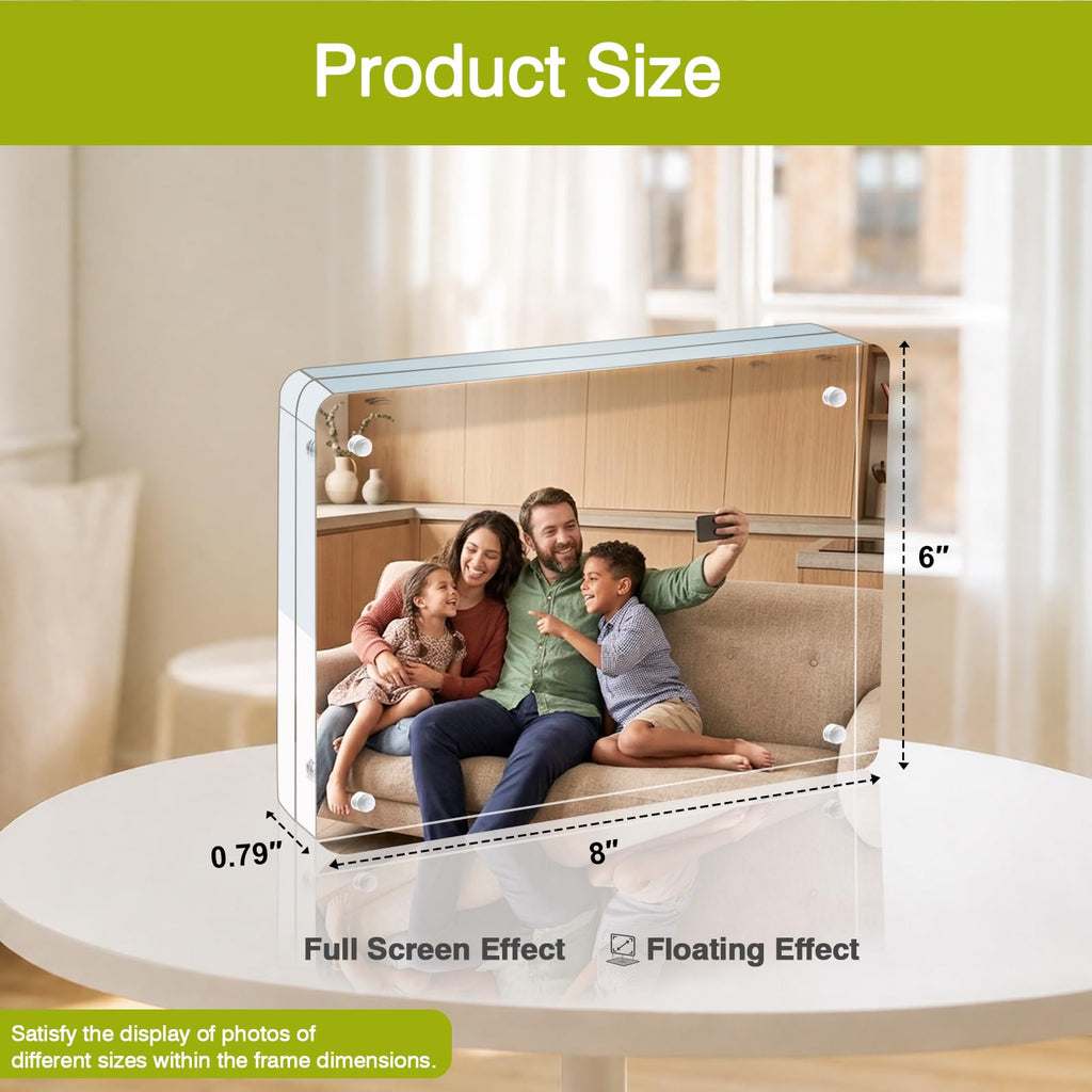 6x8 Acrylic Frame 3Pack 20mm Thicker Frameless Clear Picture Frame