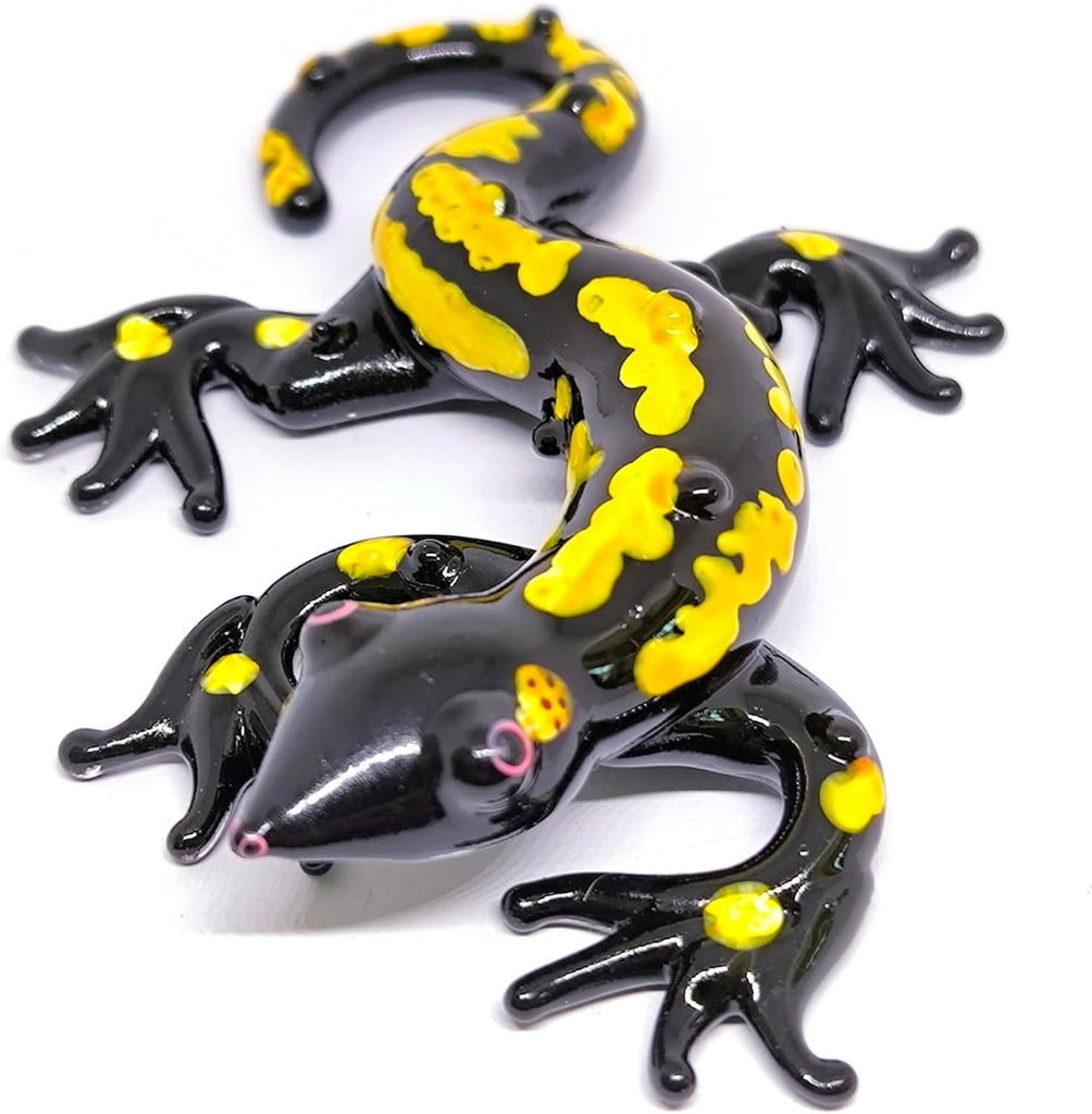 Blown Glass Salamander Figurine Lampwork Animal Collectible and Garden Decor Ornament