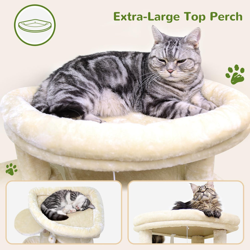 66inch Corner Cat Tree Tower for Indoor Large Cats, Beige