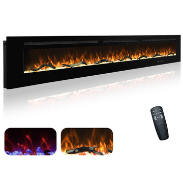 OxharkFlame 100in Recessed and Wall Mounted Electric Fireplace Insert Timer