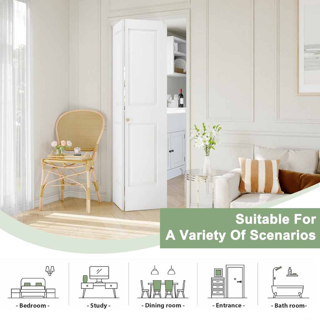 Bifold Door for 60" x80 Opening, 4-Panel Shaker Style Folding Door, Primed