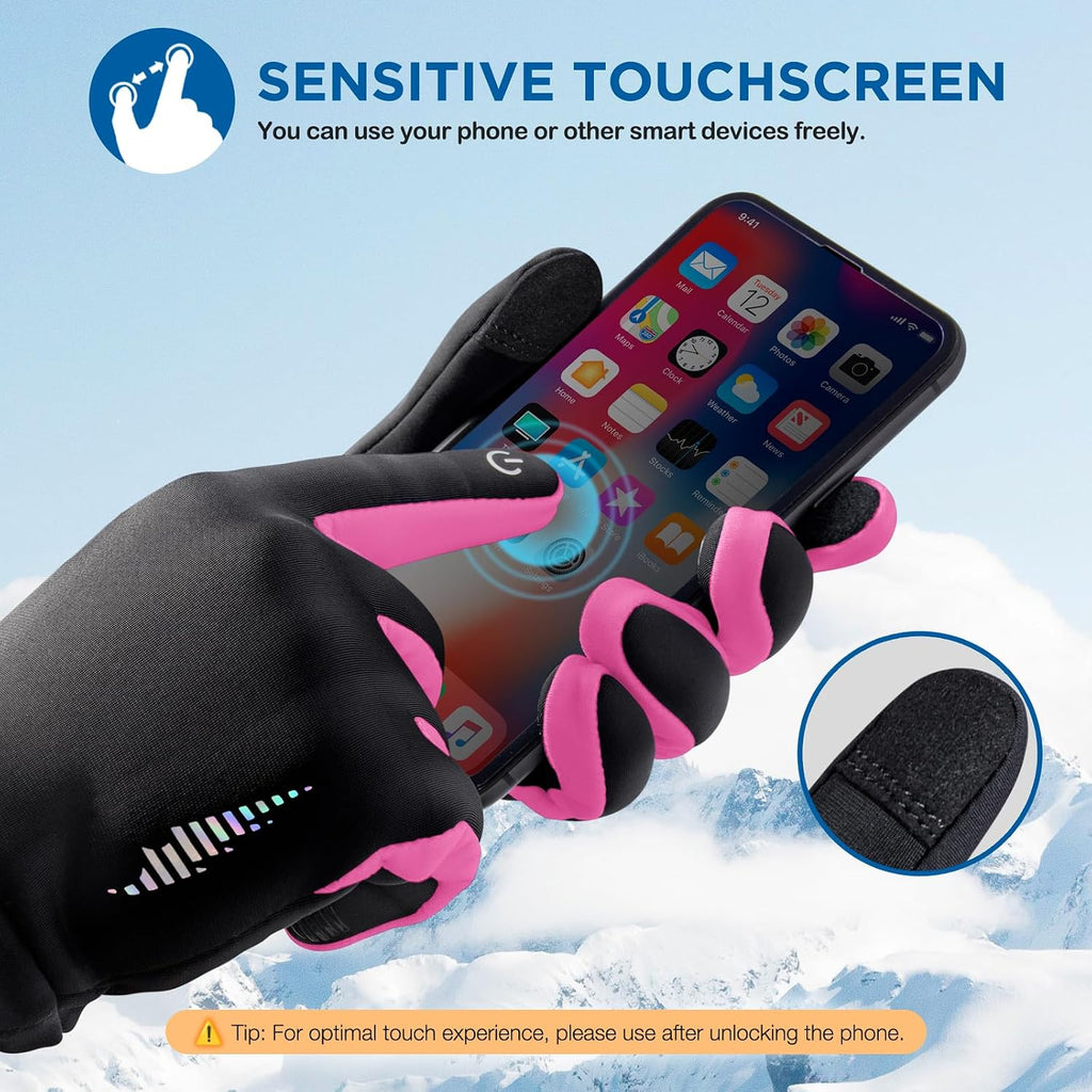 Kids Winter Gloves Touchscreen Water-Resistant Warm Thermal for Boy Girl Toddler Cycling Running Ski Snow Cold Weather
