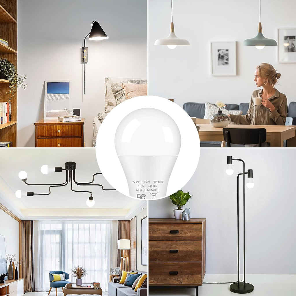 12-Pack A19 LED Light Bulbs 100W Equivalent Bulbs, Super Bright 1500 Lumens 13W 5000K Daylight White Bulbs with