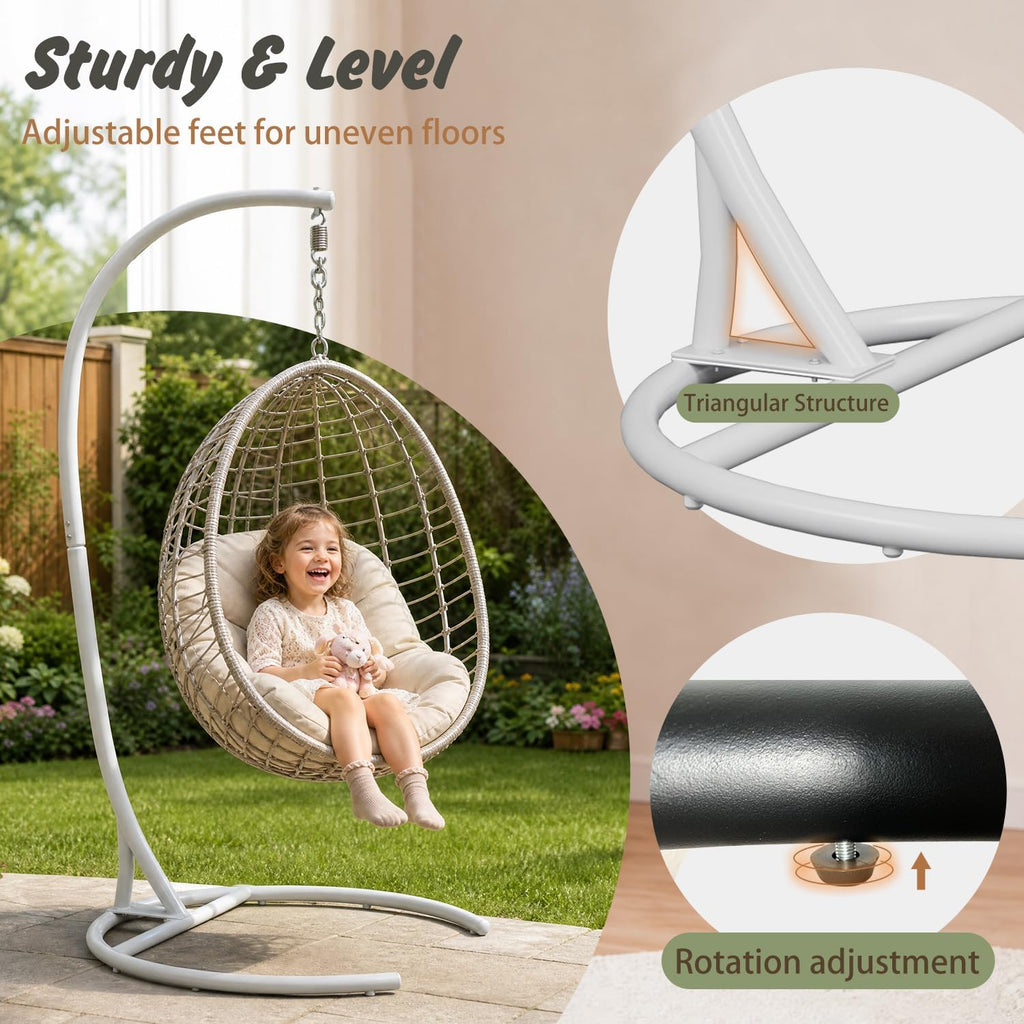 Stand Only, Heavy Duty Hammock Chair Stand 360° Swivel, Max 350 lbs, Hanging Chair Frame for Indoor Outdoor Porch