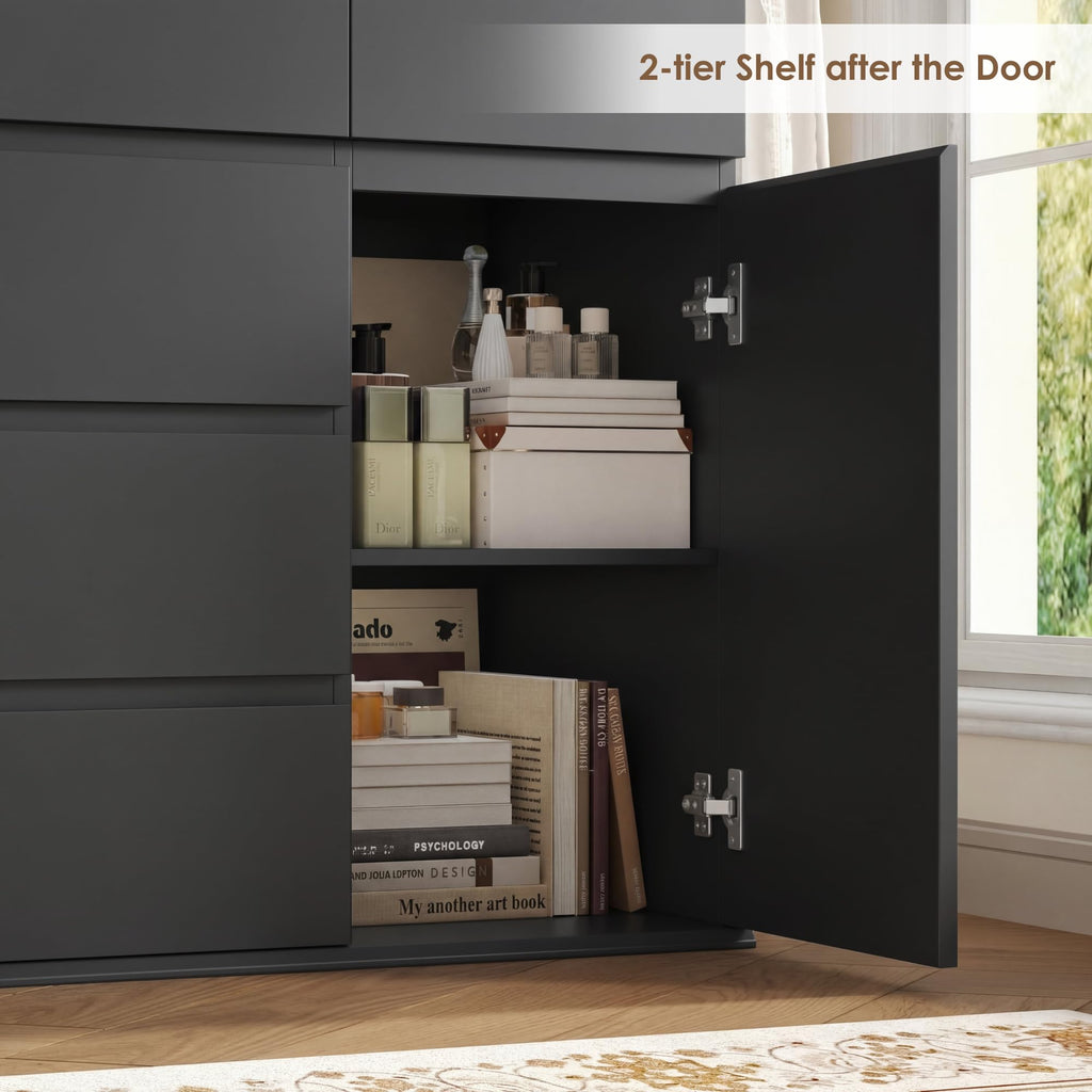 Black, Wide Chest of Drawers