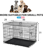 Dog Crate | 48" | Black | Foldable Metal Kennel with Double Doors, Secure Slide-Bolt Latches
