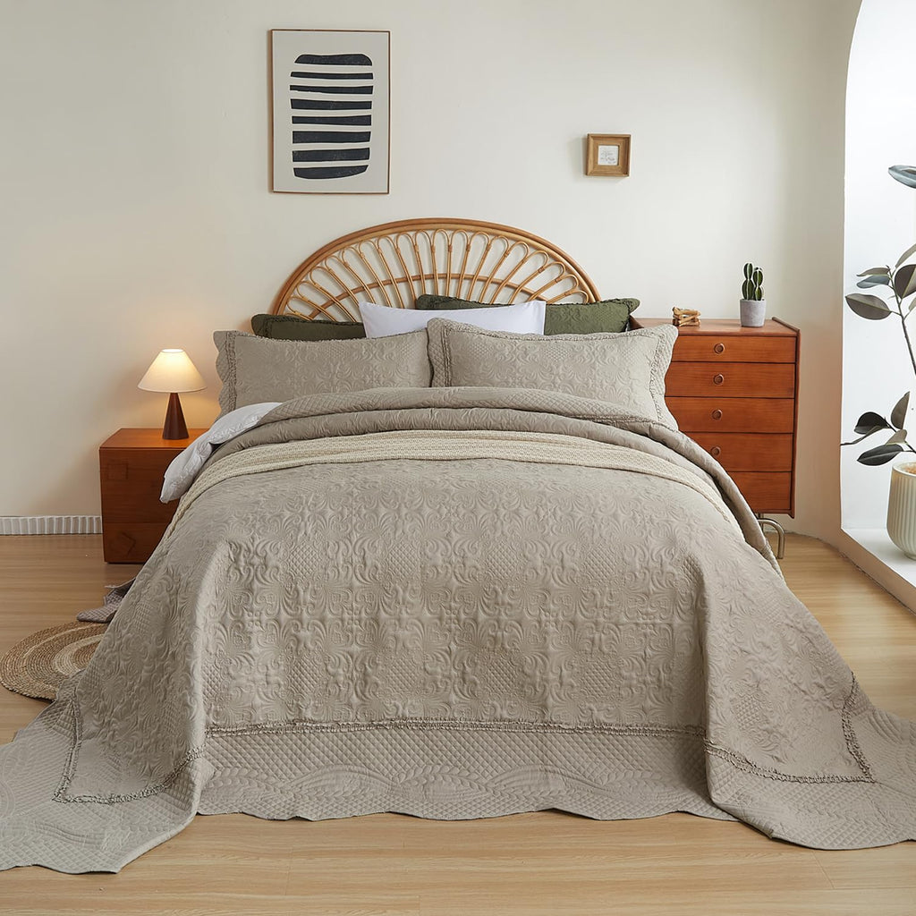 Oversized Quilts Set King Size 3 Piece Bedding Set Reversible Bedspread with 2 Pillow Shams Coverlet Lightweight Soft