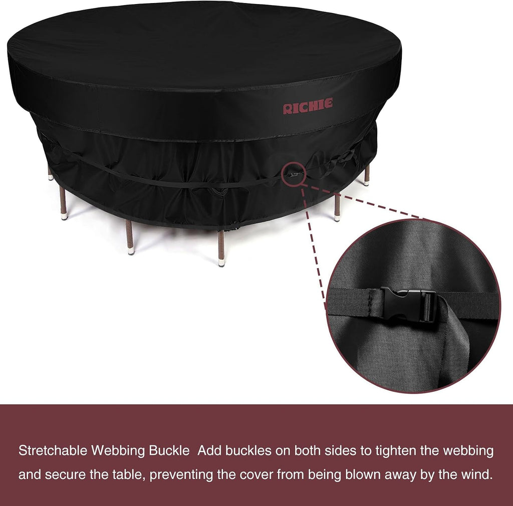 Waterproof Round Patio Furniture Covers - 600D UV Resistant & Anti-Fading, All Weather Outdoor Table and Chairs Set