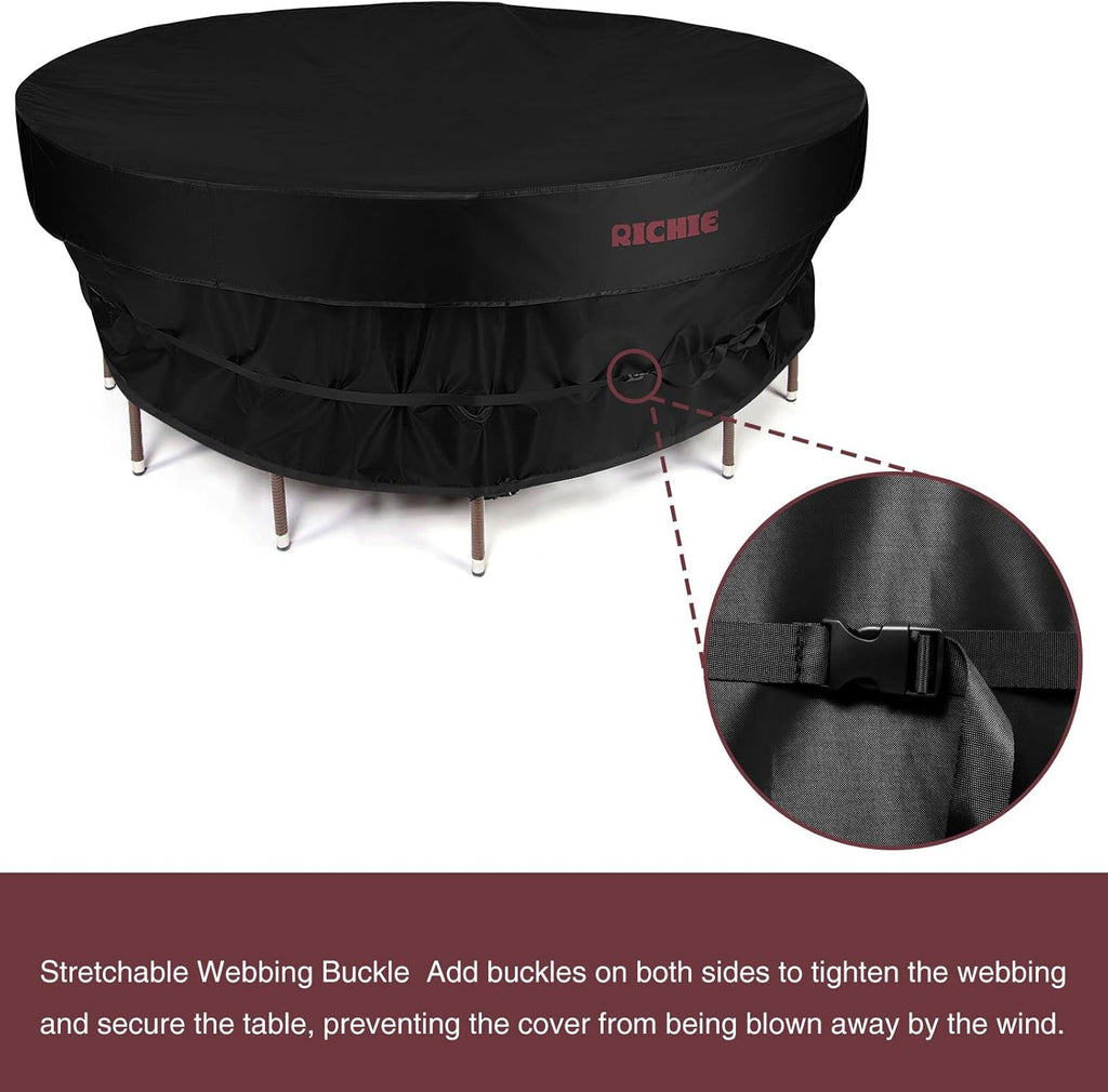 Waterproof Round Patio Furniture Covers - 600D UV Resistant & Anti-Fading, All Weather Outdoor Table and Chairs Set