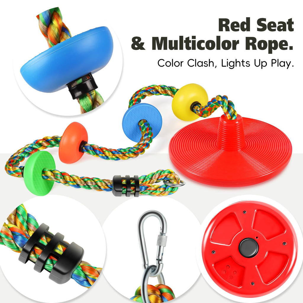 Rope Swing for Tree Climbing Rope for Kids Tree Swing for Kids Swing-Red