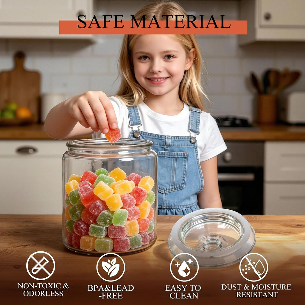 1 Gallon Glass Jar with Lid, Airtight Cookie Jar with Wide Mouth