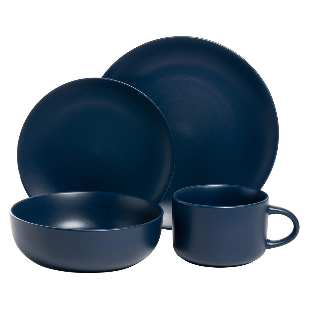 Wazee Matte Coupe Dinnerware Set, 16 pc, Midnight Blue
