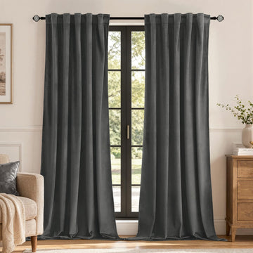 Velvet Curtains 52x84 inches 2 Panels Gray Blackout Curtains