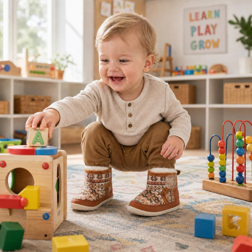 Baby Winter Boots Barefoot Warm Bootie Fair Isle Infants