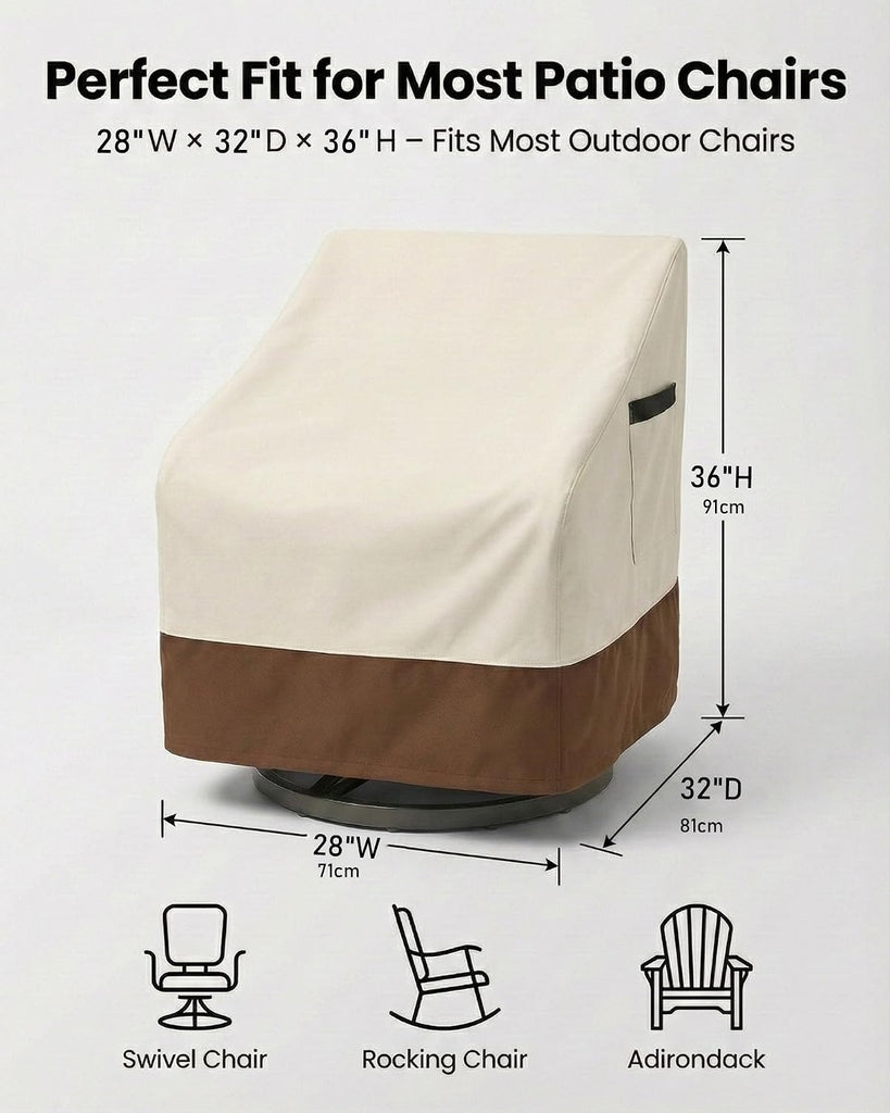 Waterproof Patio Chair Covers, Heavy Duty 600D Lawn Outdoor Furniture Covers for Swivel, Lounge, Rocking & Adirondack