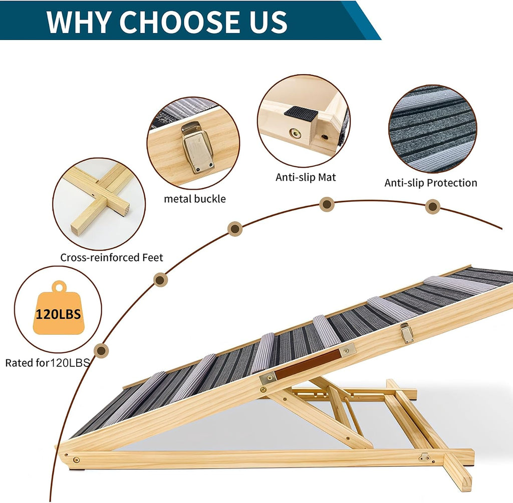 Dog Ramp for Couch, Small Dog Ramp for Sofa 6 Adjustable Height