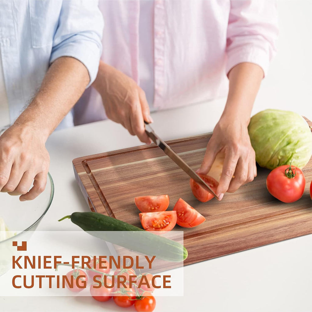 20 x 15 Inch Large Acacia Wood Cutting Board, Reversible Wooden Butcher Block Cutting Board with Juice Groove