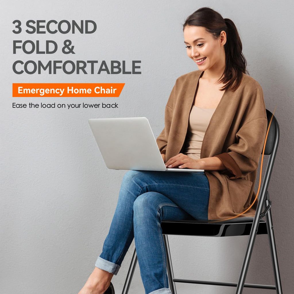 2 Pack Folding Chairs with Cushion Padded - Metal Chairs w/Comfortable Seats and Durable Steel Frame Foldable Chair