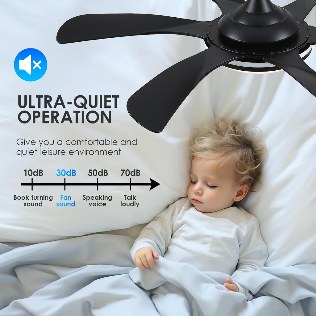 46In Black RGB Ceiling Fans with Lights - Low Profile Modern Ceiling Fan Light with Remote/APP, RGB+3CCT 6 Wind Speeds and Reversible, Indoor Outdoor Fan Light Fixture for Party, Kid's Room A101-B0DJ6M3KVD