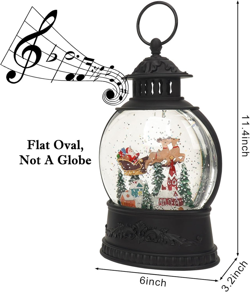 Christmas Snow Globe Water Lantern with Timer and Music, USB and Battery Operated Lighted Led Globe, Santa Snowglobe