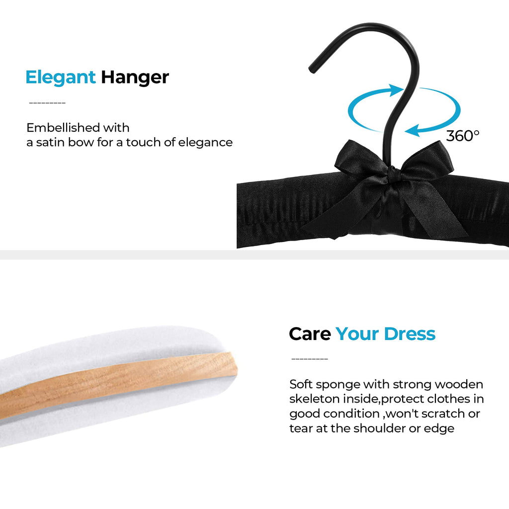 Padded Hanger for Sweaters - 17 Inch Extra Large Heavy Duty Satin Covered Coat Hangers No Shoulder Bump for Women