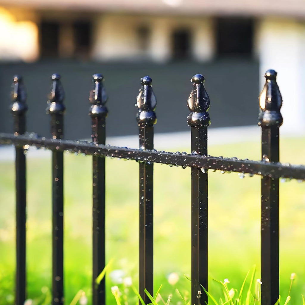 Metal Garden Fence 32 in H x 24 in W 5 Panels (4 Panels + 1 Gate) Total Length 10 ft, No Need Dig Rustproof Animal