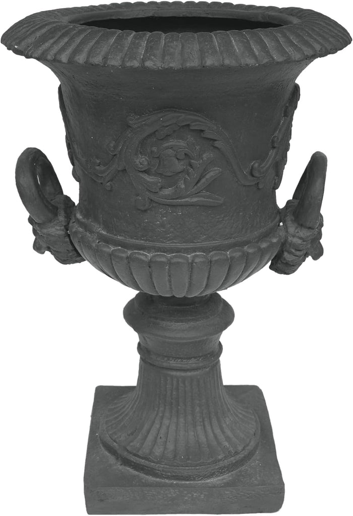 28-inch MGO Roman Garden Urn Planter, Lightweight Concrete Indoor Outdoor Flower Pot with Drainage Hole & Stopper