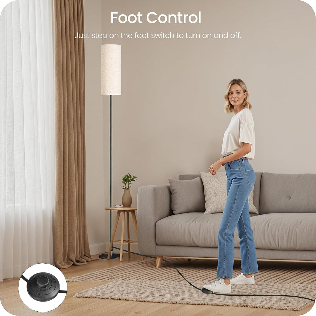 64.4" Slim Floor Lamp with Magnetic Remote and Foot Switch, Dimmable Standing Tall Lamp Mood Nursery, 3 Color
