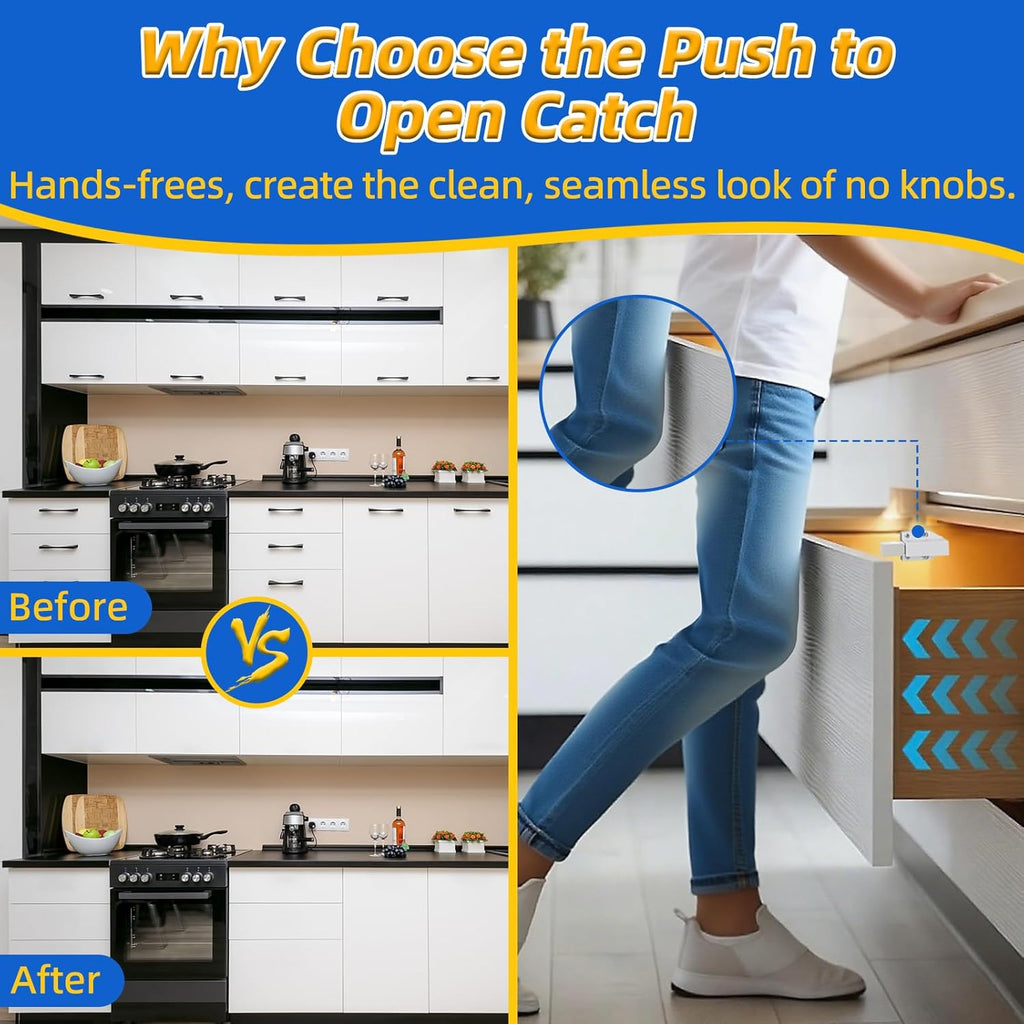 Magnetic Push Latch Heavy Duty Push to Open Cabinet Hardware Magnetic Touch Latches for Large Door Push Release Latches