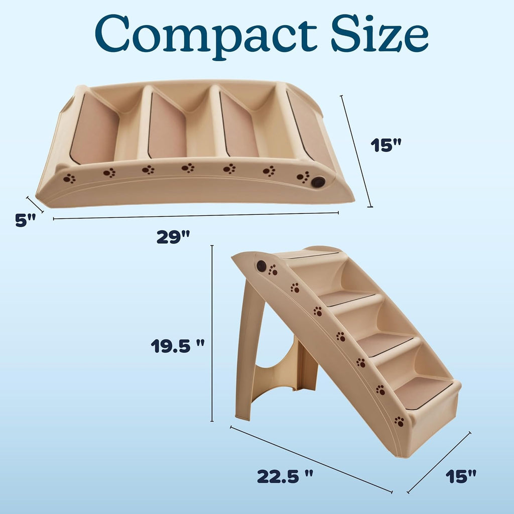 Pet Stairs - Home and Vehicle Foldable Nonslip Dog Steps with 4-Step Design