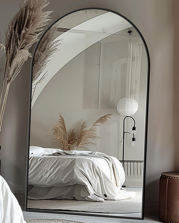 76" x44" Arched Full Length Mirror, Floor Mirror with Stand,Black