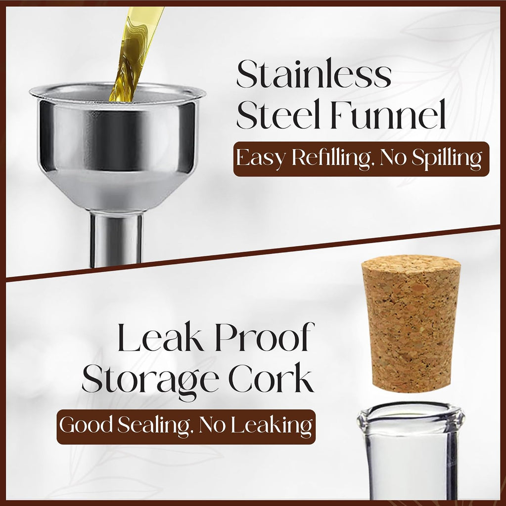 Oil and Vinegar Dispenser Bottle 2-in-1, Glass Cruet Set, Dual-Chamber Olive Oil & Vinegar Dispenser, Cork Stoppers