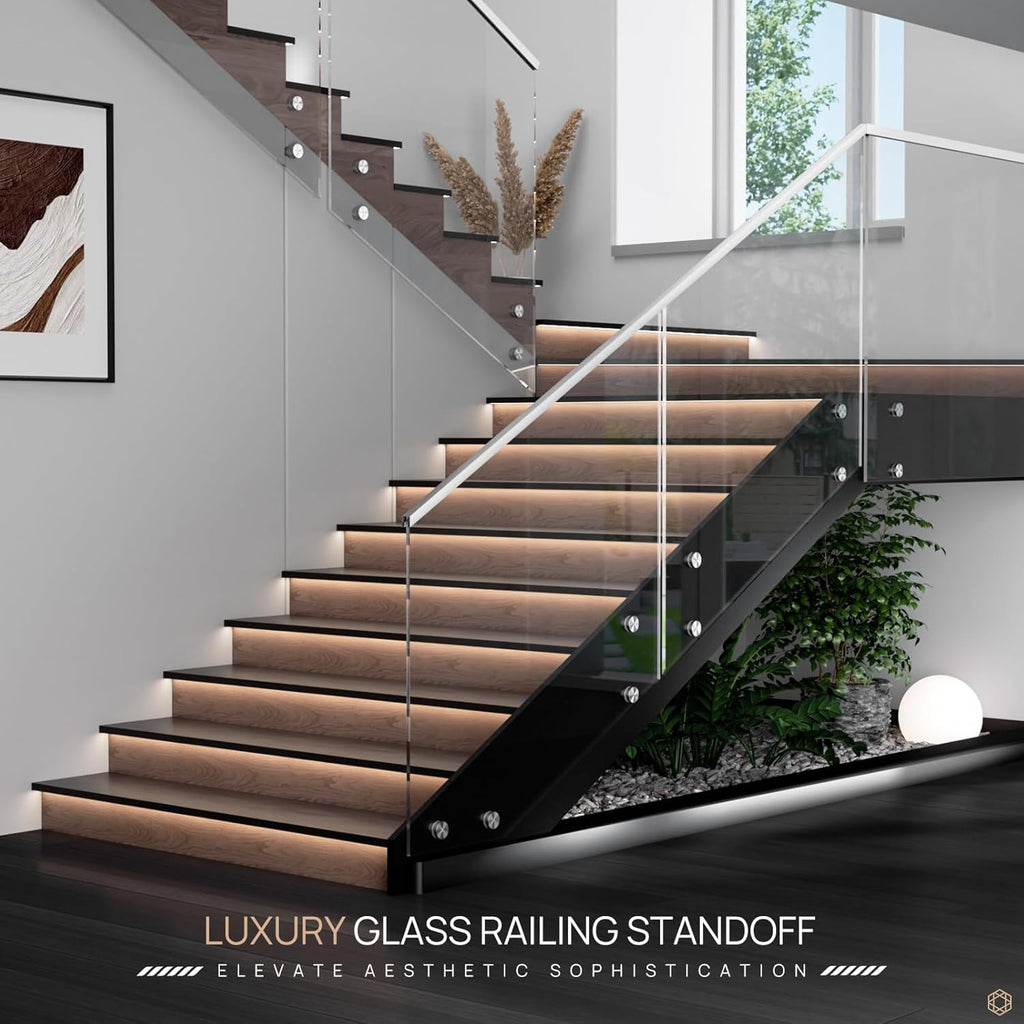 10 Pack 2"x2" SS316 Glass Railing Standoff Solid 1.3 lbs Brushed
