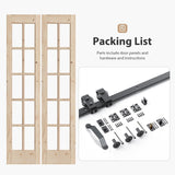 36 x 84 in (Double 18x84 inch) Bifold French Glass Door,Sliding Folding Barn Doors with 3.3FT Hardwa