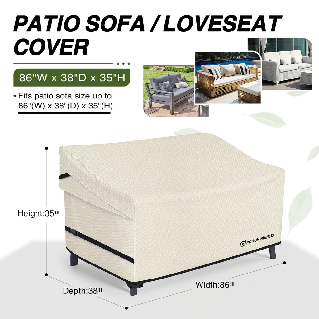 Waterproof Outdoor Sofa Cover 86W x 38D x 35H inch, Beige