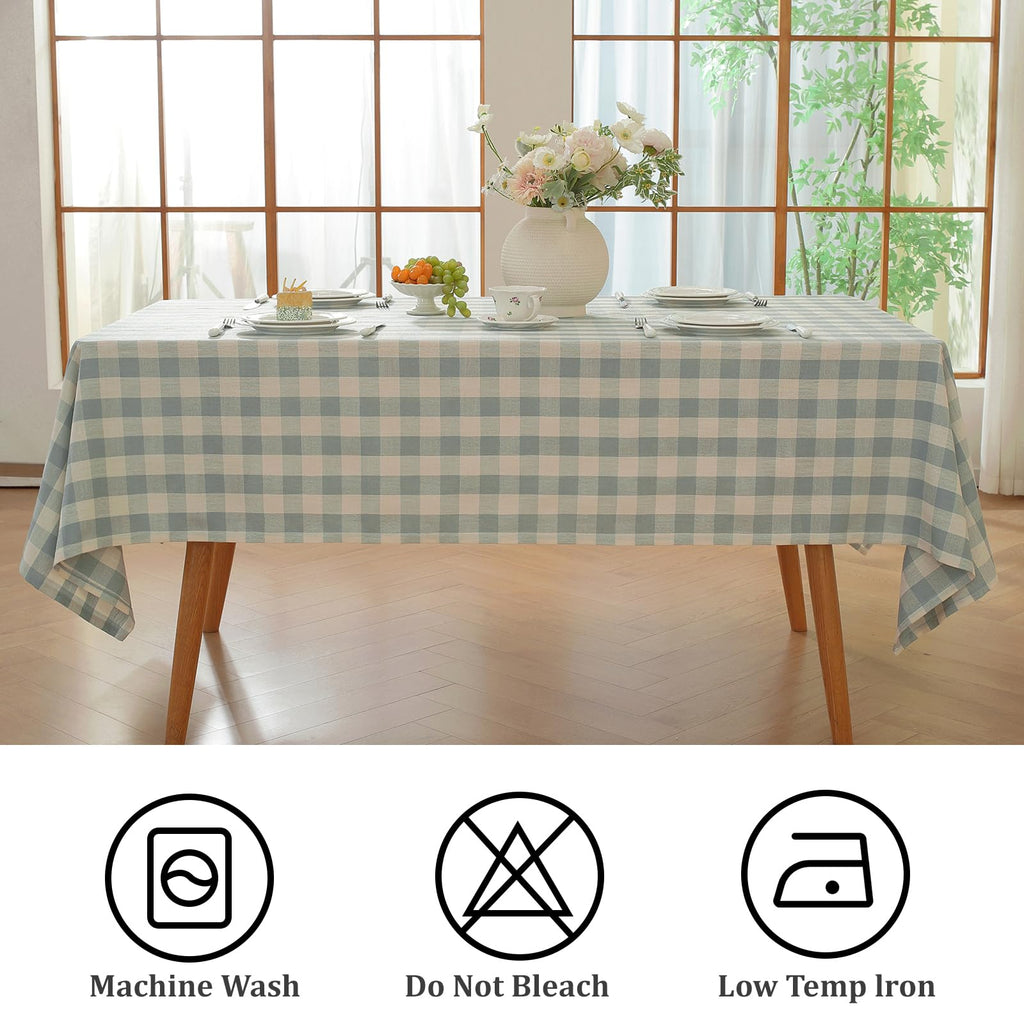 Checkered Tablecloth Square, Buffalo Plaid Table Cloth Washable Wrinkle Free, Cotton Linen Gingham Table Cover for