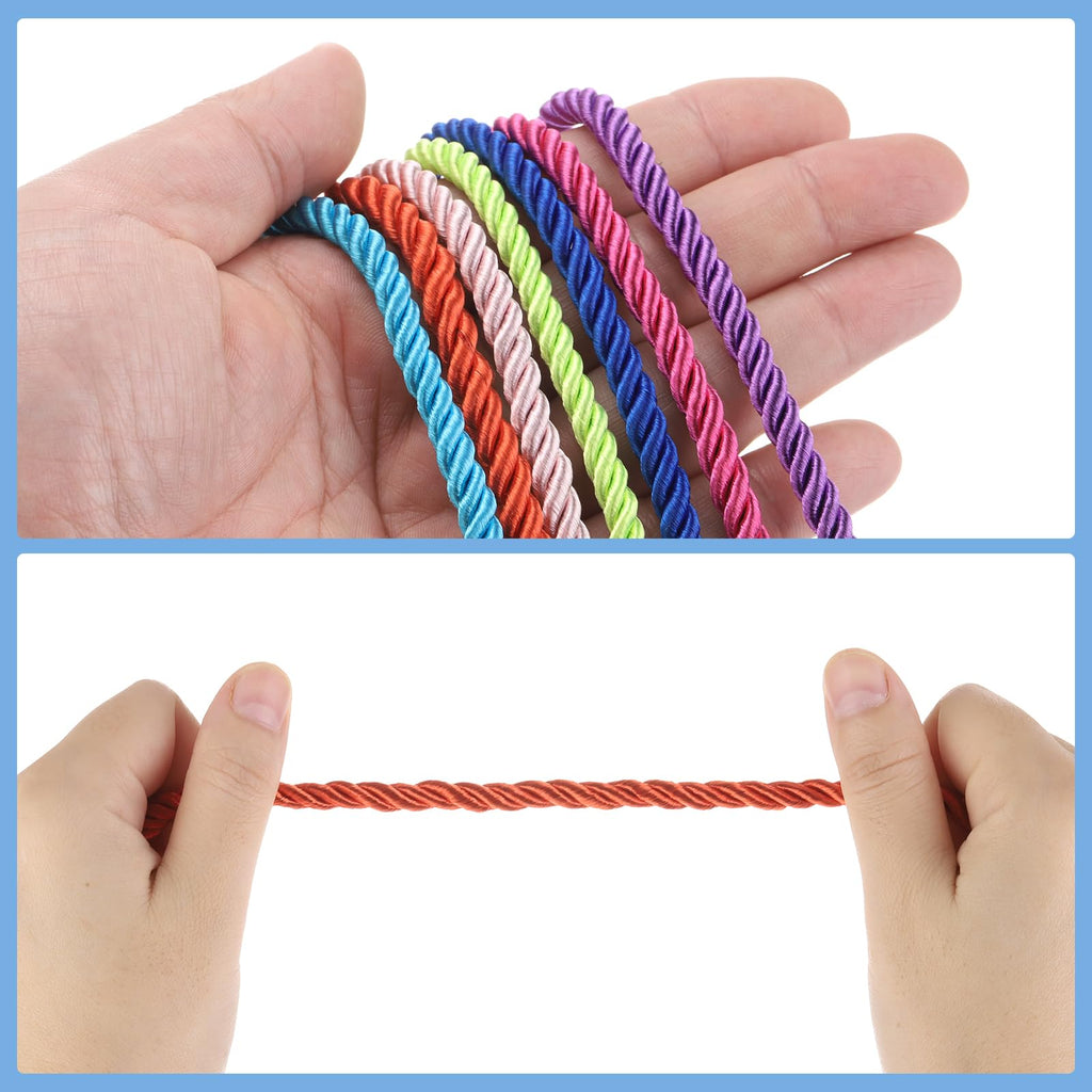 Twisted Cord Trim, 11 Yard 5mm 3-Ply Twine Braided Rope Shiny Thread String for Craft Gift Bag Curtain Christmas
