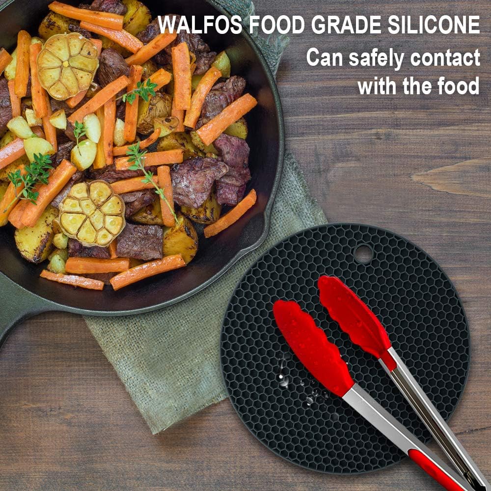 Silicone Trivet Mats - Heat Resistant Pot Holders Set, 2 Sizes 7 Inch & 9 Inch, Multipurpose Non-Slip Hot Pads - Set of 4