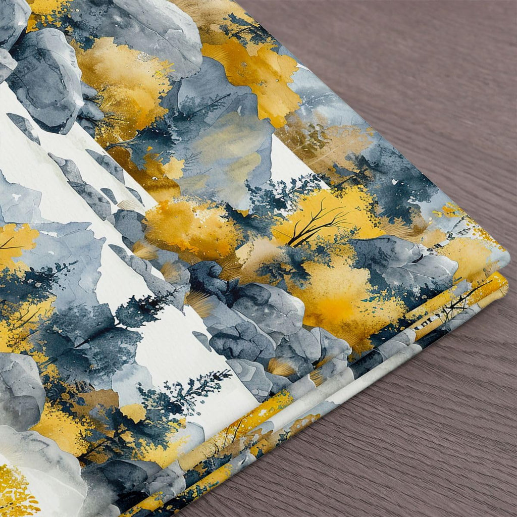 Gold Tree Fabric by The Yard, Autumn Jungle DIY Art Waterproof Fabric, Outdoor Mountain Stone Outdoor Fabric, Natural