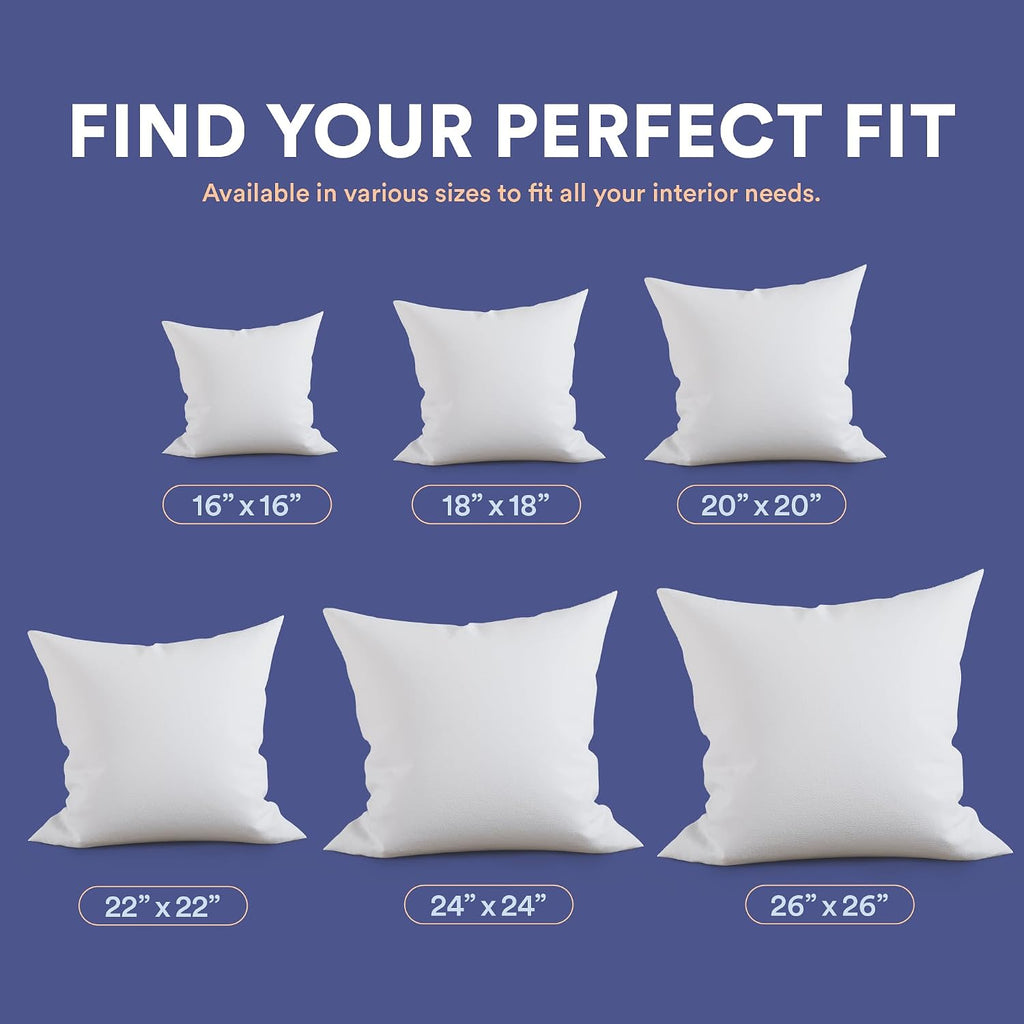 10/90 Down and Feather Throw Pillow Insert | 100% Cotton 250TC Shell | Medium Loft Decorative Cushion | 22x22 | 1 Pack