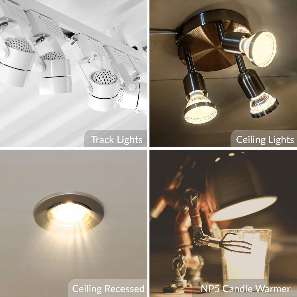 Halogen GU10 35W Spotlight 120V MR16, Glass Cover, 6 Pack
