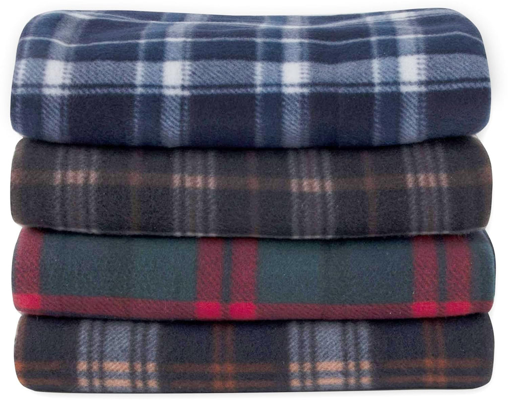 24 Pack Bulk Plaid Sherpa Fleece Throw Blankets, 50" x 60", Warm Blankets for Fall & Winter, Wedding Guests, Pets