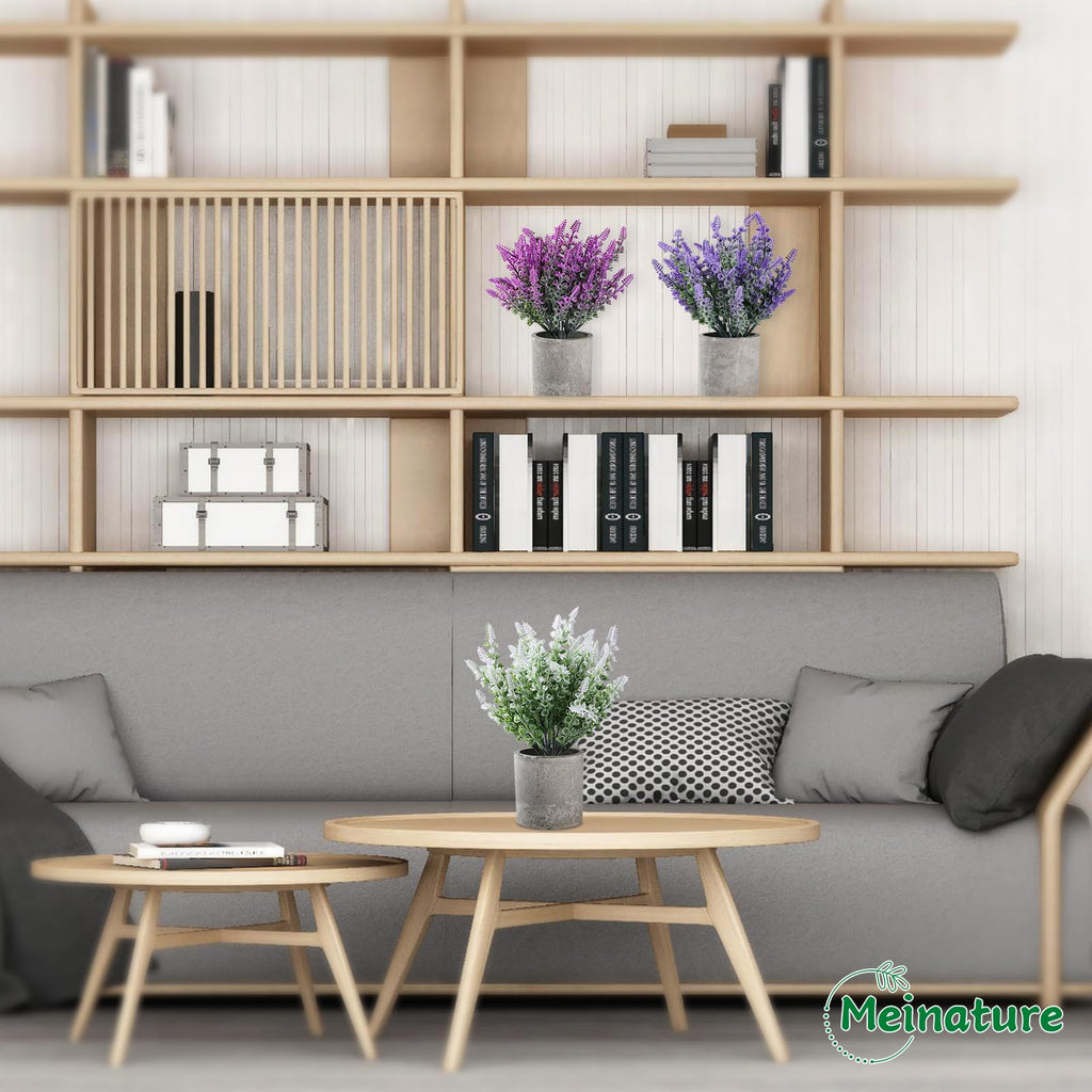 Plant Stand Indoor, 3-Pack Lifelike Artificial Lavender, Artificial Plants Indoor, Nordic Lavender Table
