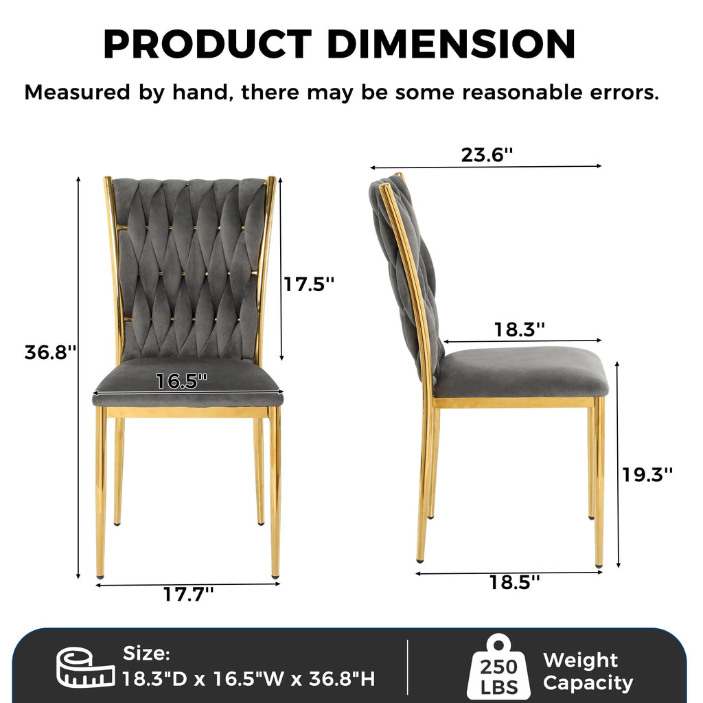 Grey Velvet Dining Chairs Set of 6, Modern Upholstered Kitchen Chairs