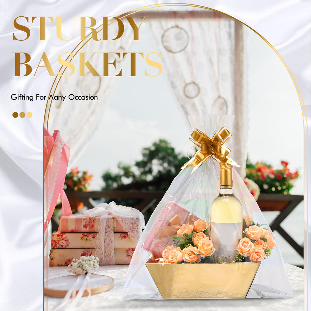 44 Pcs Empty Small Gift Baskets Bulk, Gold, Solid
