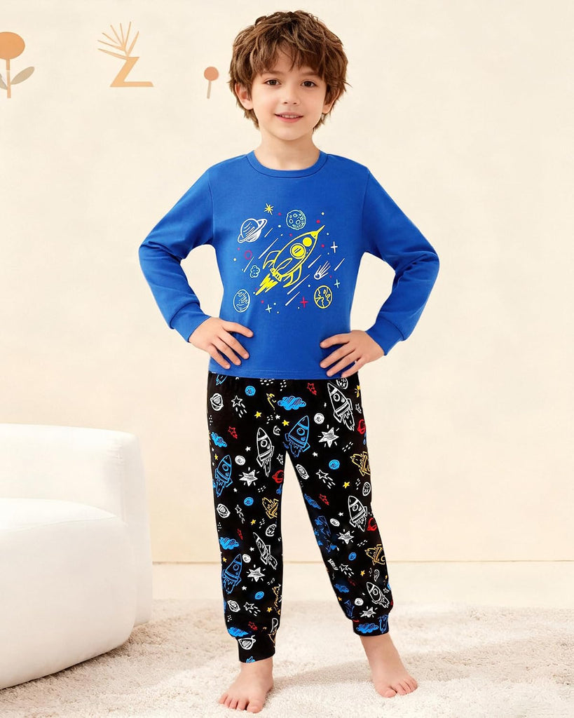Boys Pajamas Long Sleeve Top Long Pants Pajama Sets Kids Funny Prints Pjs 2 Piece Boy Sleepwear