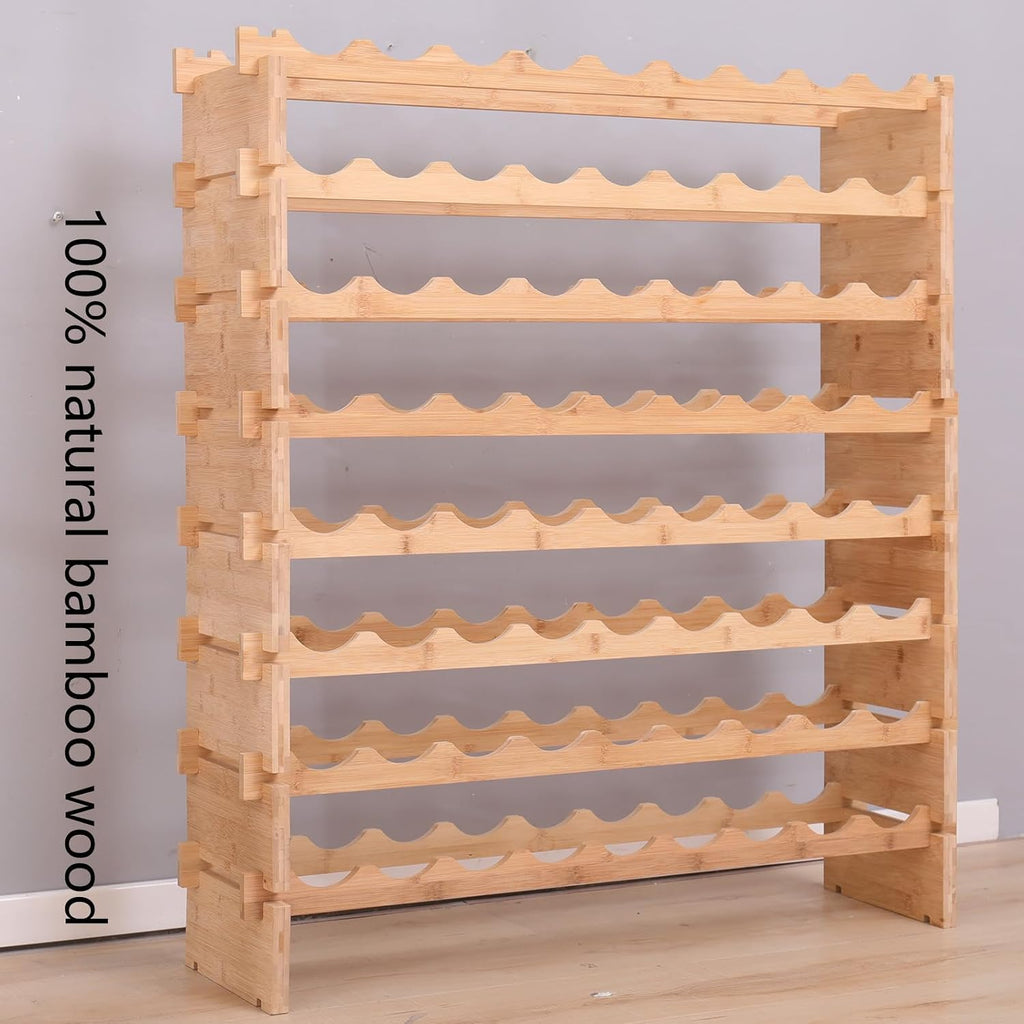 72 Bottle Stackable Storage Modular Wine Rack Cabinet Bamboo freestanding Floor Wine Holder Display Shelves